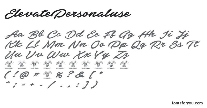 Czcionka ElevatePersonaluse – alfabet, cyfry, specjalne znaki