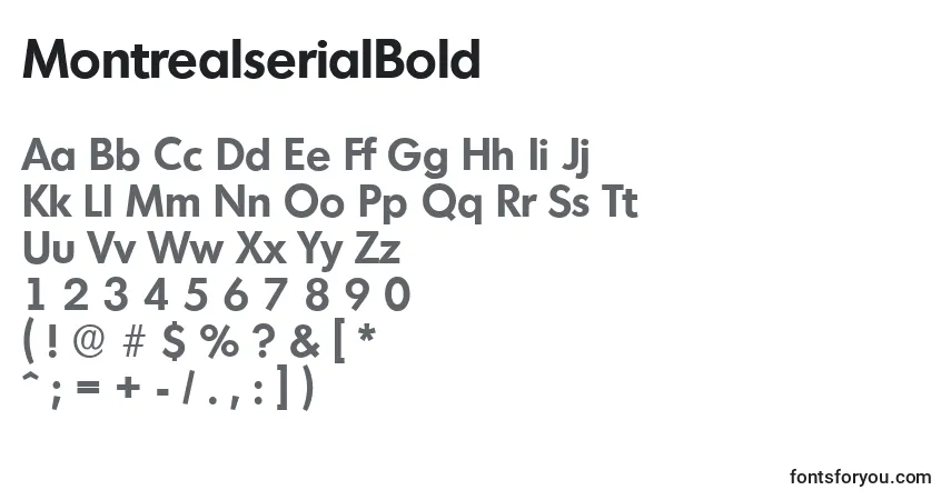 A fonte MontrealserialBold – alfabeto, números, caracteres especiais