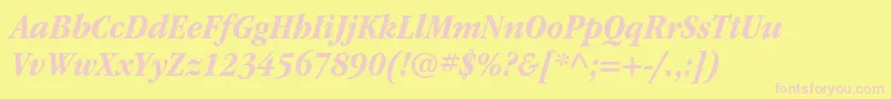 ItcgaramondstdBdnarrowita-Schriftart – Rosa Schriften auf gelbem Hintergrund