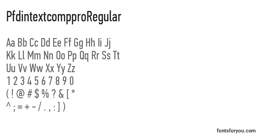 Шрифт PfdintextcompproRegular – алфавит, цифры, специальные символы