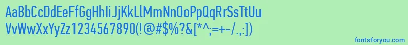 PfdintextcompproRegular Font – Blue Fonts on Green Background