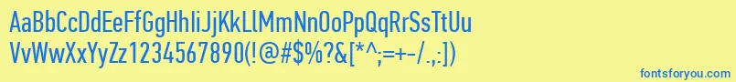 PfdintextcompproRegular Font – Blue Fonts on Yellow Background