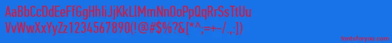 PfdintextcompproRegular Font – Red Fonts on Blue Background