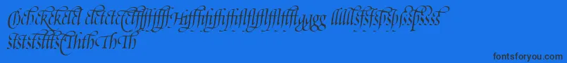 Czcionka PoeticaSuppLigatures – czarne czcionki na niebieskim tle
