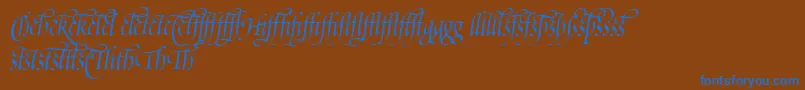Fonte PoeticaSuppLigatures – fontes azuis em um fundo marrom