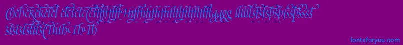 フォントPoeticaSuppLigatures – 紫色の背景に青い文字