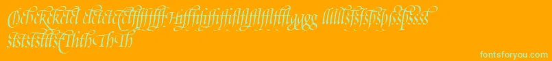 PoeticaSuppLigatures-Schriftart – Grüne Schriften auf orangefarbenem Hintergrund