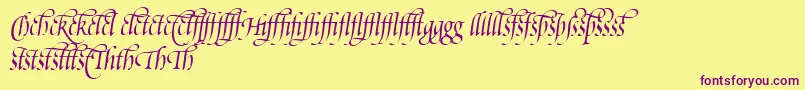 PoeticaSuppLigatures-Schriftart – Violette Schriften auf gelbem Hintergrund