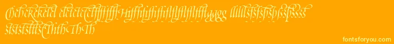 PoeticaSuppLigatures-Schriftart – Gelbe Schriften auf orangefarbenem Hintergrund