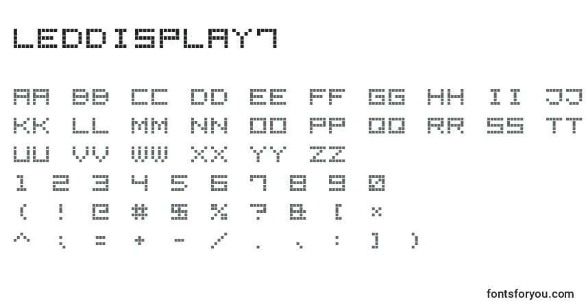 A fonte LedDisplay7 – alfabeto, números, caracteres especiais