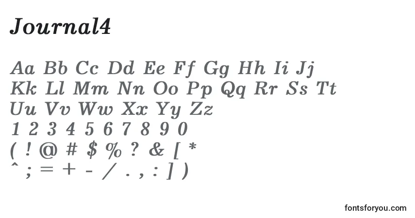 Czcionka Journal4 – alfabet, cyfry, specjalne znaki