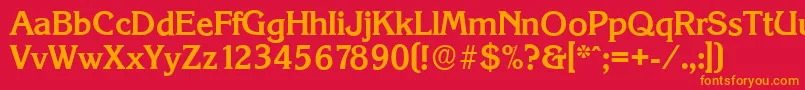 フォントKorinthserialBold – 赤い背景にオレンジの文字