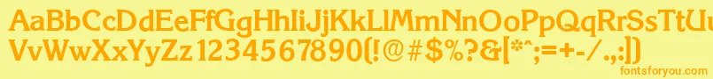 フォントKorinthserialBold – オレンジの文字が黄色の背景にあります。