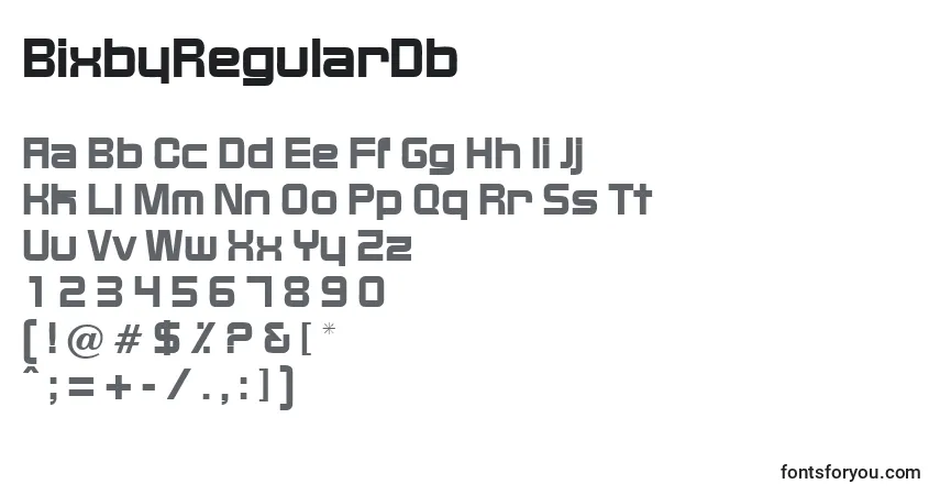 BixbyRegularDb Font – alphabet, numbers, special characters