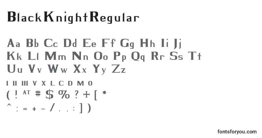 Schriftart BlackKnightRegular – Alphabet, Zahlen, spezielle Symbole
