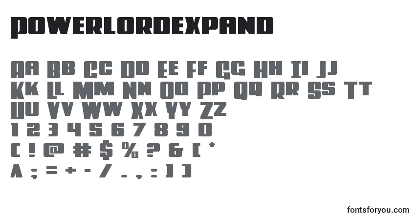 Шрифт Powerlordexpand – алфавит, цифры, специальные символы