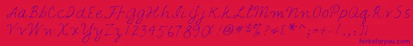 フォントLehn067 – 赤い背景に紫のフォント