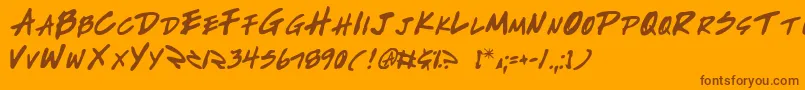 Write2-Schriftart – Braune Schriften auf orangefarbenem Hintergrund