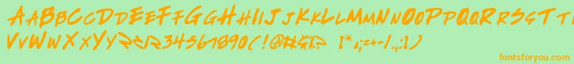 Weitere Informationen zur Write2-Schriftart Write2-Schriftart – Orangefarbene Schriften auf grünem Hintergrund