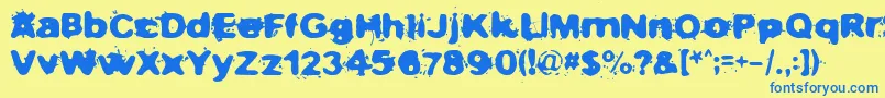 フォントNotnowihaveaheadache – 青い文字が黄色の背景にあります。