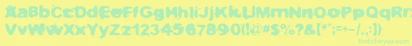 Fonte Notnowihaveaheadache – fontes verdes em um fundo amarelo