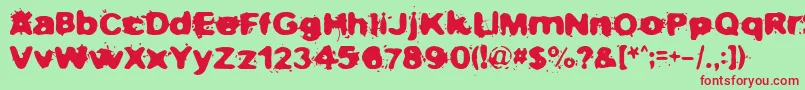 Шрифт Notnowihaveaheadache – красные шрифты на зелёном фоне