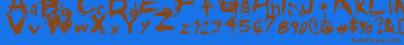 GrungeRegular-Schriftart – Braune Schriften auf blauem Hintergrund