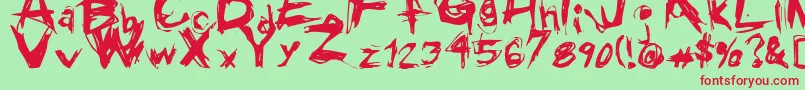 GrungeRegular Font – Red Fonts on Green Background