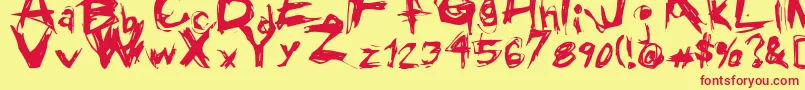 フォントGrungeRegular – 赤い文字の黄色い背景