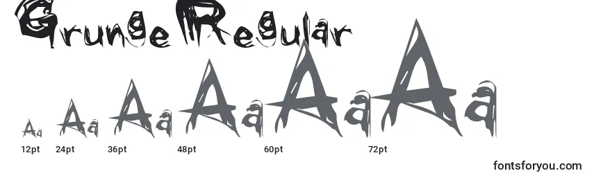 Размеры шрифта GrungeRegular