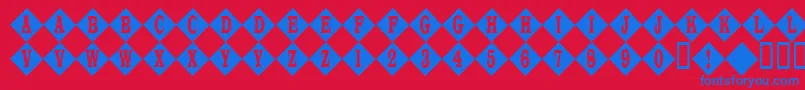 Frootstand-Schriftart – Blaue Schriften auf rotem Hintergrund