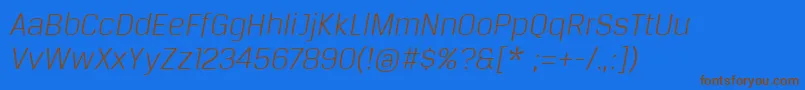 Weitere Informationen zur BreuertextLightItalic-Schriftart BreuertextLightItalic-Schriftart – Braune Schriften auf blauem Hintergrund