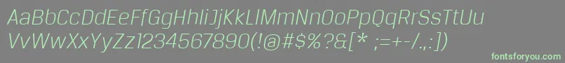 Fonte BreuertextLightItalic – fontes verdes em um fundo cinza