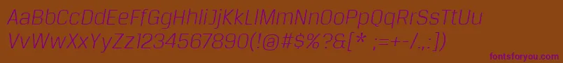 BreuertextLightItalic Font – Purple Fonts on Brown Background