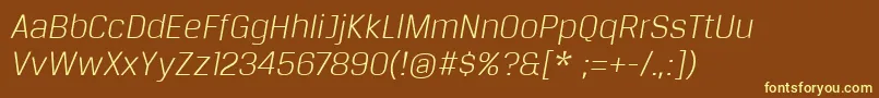 Fonte BreuertextLightItalic – fontes amarelas em um fundo marrom