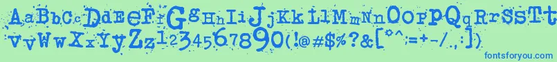 JunkosTypewriter Font – Blue Fonts on Green Background