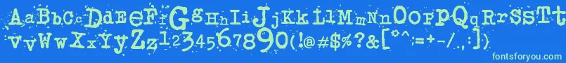 JunkosTypewriter Font – Green Fonts on Blue Background