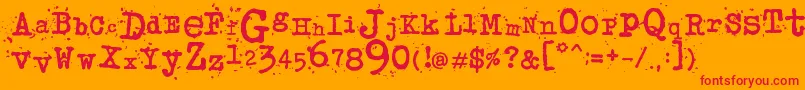 JunkosTypewriter-Schriftart – Rote Schriften auf orangefarbenem Hintergrund