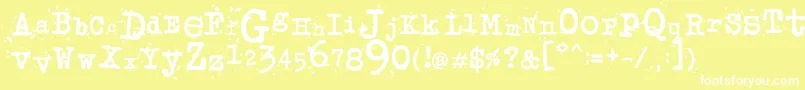 JunkosTypewriter-Schriftart – Weiße Schriften auf gelbem Hintergrund