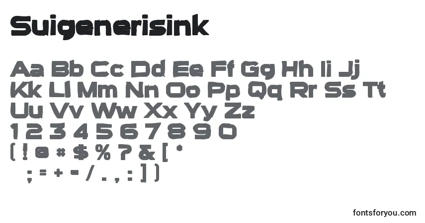 Czcionka Suigenerisink – alfabet, cyfry, specjalne znaki