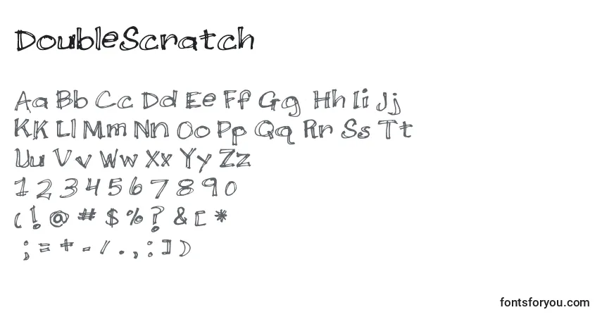 A fonte DoubleScratch – alfabeto, números, caracteres especiais