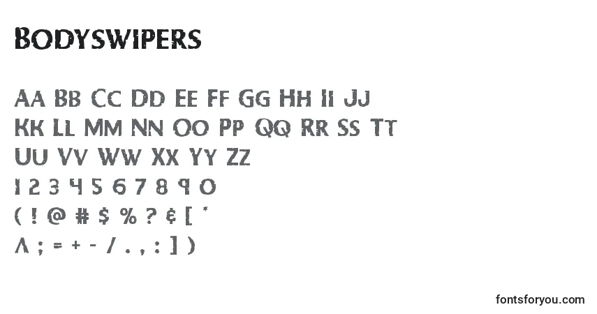 Шрифт Bodyswipers – алфавит, цифры, специальные символы