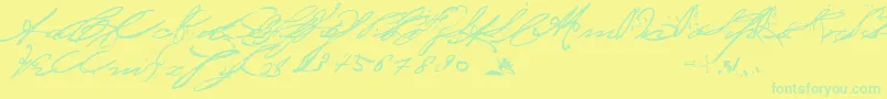 BedtimeStoriesFullVersion Font – Green Fonts on Yellow Background