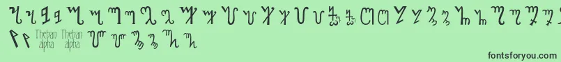 Czcionka Thebanalphabet – czarne czcionki na zielonym tle