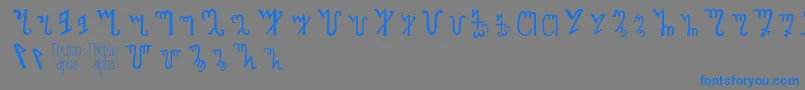 Czcionka Thebanalphabet – niebieskie czcionki na szarym tle