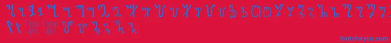 Thebanalphabet Font – Blue Fonts on Red Background