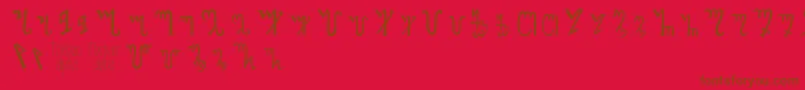 Więcej informacji o czcionce Thebanalphabet Czcionka Thebanalphabet – brązowe czcionki na czerwonym tle