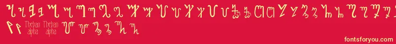 Thebanalphabet Font – Yellow Fonts on Red Background