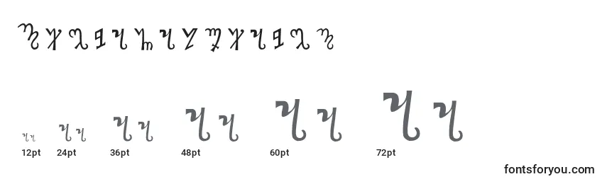 Размеры шрифта Thebanalphabet (98639)
