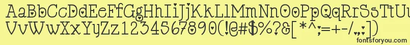 Cupiddelocke-Schriftart – Schwarze Schriften auf gelbem Hintergrund